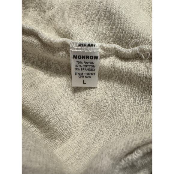 Monrow Classic Sweatshirt, Terry, Fleece, Lightweight, Large Grey Gray - Picture 4 of 4